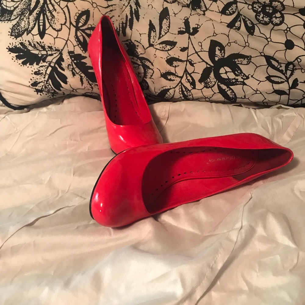 Red paten leather pumps worn twice!